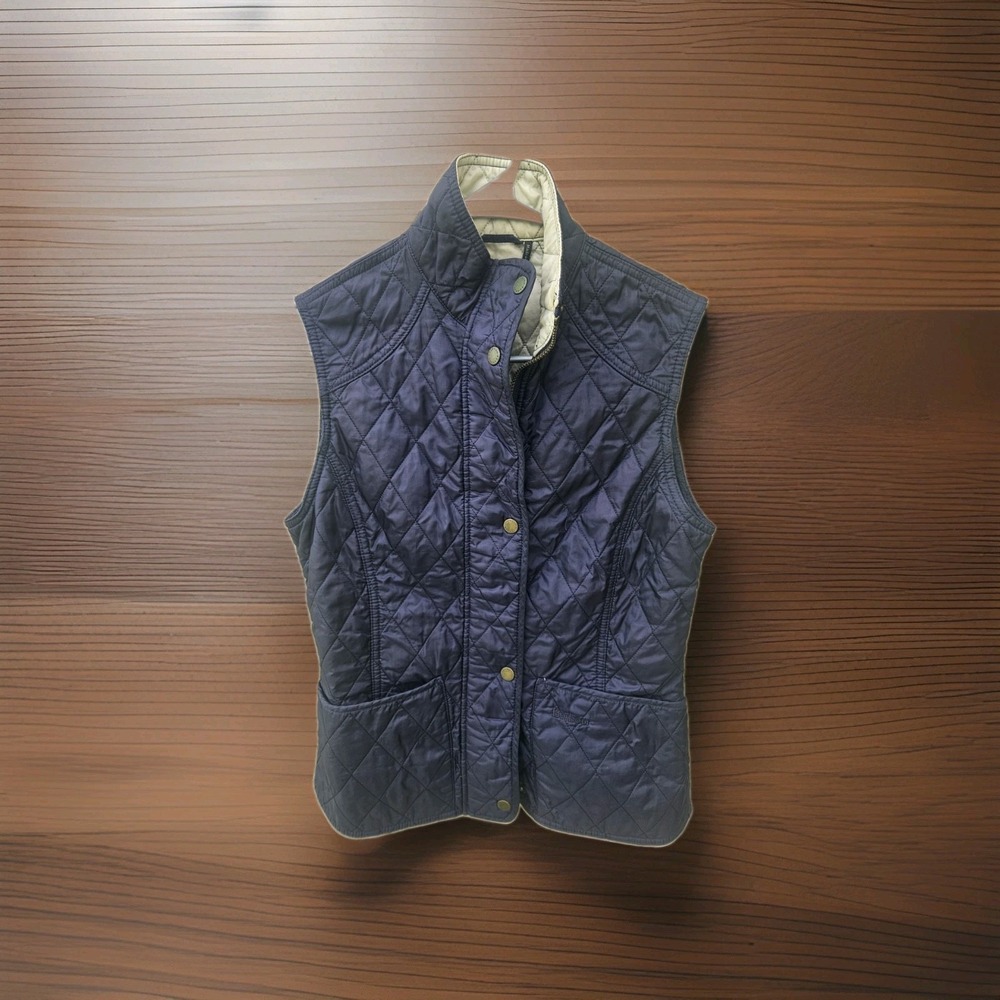 Barbour Women's Liddesdale Quilted Vest Gilet Utility Coastal Nautical sz 8